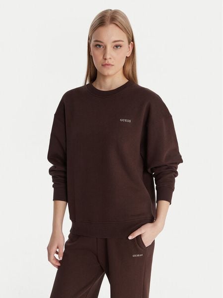 Guess Bluza V6RQ13 K9V31 Brązowy Regular Fit. Brązowe bluzy Guess, l, z aplikacjami, z bawełny, bez ramiączek, bez kaptura. Za 299.99 zł.