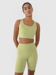 4F Biustonosz treningowy z niskim wsparciem damski - zielony XL. Zielone biustonosze sportowe 4f, bez wzorów, z dzianiny, na fitness i siłownię. W wyprzedaży za 49.99 zł.