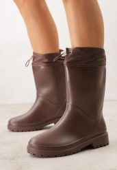 Brązowe Kalosze ze Ściągaczami przy Cholewce Bastotus. Brązowe kalosze Renee, bez wzorów, bez zapięcia. Za 69.99 zł.