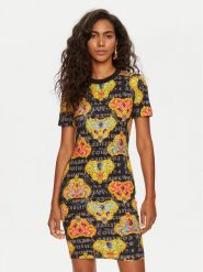Versace Jeans Couture Sukienka codzienna 76HAO939 Czarny Slim Fit. Czarne sukienki Versace Jeans Couture, na co dzień, xs, bez wzorów, z bawełny, bez kołnierzyka, bez ramiączek, proste. Za 419.99 zł.