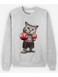 WOOOP Bluza "Boxing Cat" w kolorze szarym rozmiar: XL. Szare bluzy Wooop, xl, bez wzorów, z bawełny, bez kaptura. Za 100.99 zł.