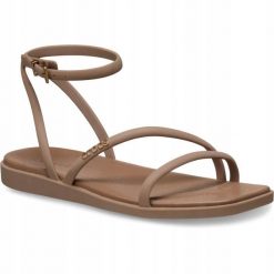 Sandały dla Kobiet Crocs Miami Ankle Strap Sandal. Brązowe sandały Crocs, bez wzorów, z materiału, eleganckie, bez obcasa, na obcasie, bez zapięcia. Za 199.99 zł.