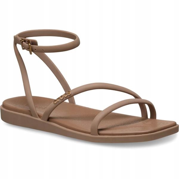 Sandały dla Kobiet Crocs Miami Ankle Strap Sandal. Brązowe sandały Crocs, bez wzorów, z materiału, eleganckie, bez obcasa, na obcasie, bez zapięcia. Za 199.99 zł.