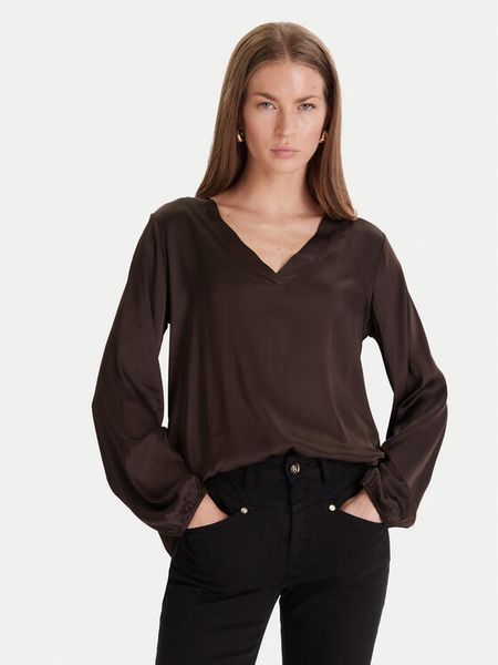 Maryley Bluzka 25IB824/18CO Brązowy Regular Fit. Brązowe bluzki Maryley, xs, bez wzorów, z wiskozy, bez kołnierzyka, bez ramiączek. Za 159.99 zł.