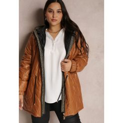 Brązowa Kurtka Pikowana z Kapturem Niinist. Brązowe kurtki Renee, na jesień, plus size, bez wzorów, z jeansu, z kapturem. W wyprzedaży za 97.49 zł.
