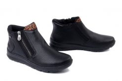 RIEKER TEX Z0059-00 black, botki damskie. Czarne botki Rieker, bez wzorów, z gumy, bez obcasa, bez zapięcia. Za 303.92 zł.