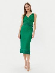 Simona Corsellini Sukienka koktajlowa P25CPAB02001 Zielony Slim Fit. Zielone sukienki SIMONA CORSELLINI, bez wzorów, z wiskozy, wizytowe, bez kołnierzyka, bez ramiączek. Za 899.99 zł.