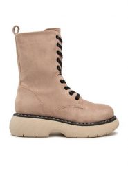 DeeZee Botki ZAL90087-4 Beżowy. Brązowe botki DeeZee, bez wzorów, z materiału, bez obcasa, na płaskiej podeszwie, bez zapięcia. Za 159.99 zł.