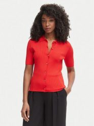 Tommy Hilfiger Kardigan WW0WW48482 Czerwony Slim Fit. Czerwone swetry Tommy Hilfiger, xl, bez wzorów, z wiskozy, bez ramiączek. Za 649.99 zł.