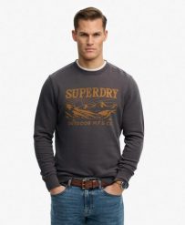 Superdry Retro Outdoor Relaxed Bluza z bawełny — Washed Black. Czarne bluzy Superdry, m, z aplikacjami, z bawełny, retro, bez ramiączek, bez kaptura. Za 326.10 zł.