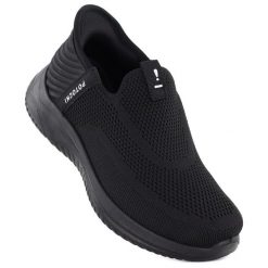 Półbuty sportowe damskie slip on czarne Potocki BK01312. Czarne buty sportowe lifestyle POTOCKI, bez wzorów, z tkaniny, sportowe, bez zapięcia. Za 129.99 zł.