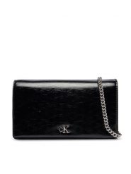 Calvin Klein Torebka Ck Metallic Wallet On Chain LV04F3320G Czarny. Czarne kopertówki Calvin Klein, bez wzorów, ze skóry, wizytowe, bez dodatków. Za 409.99 zł.