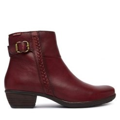 Botki Pikolinos. Czerwone botki Pikolinos, bez wzorów, bez obcasa, na słupku, bez zapięcia. Za 759.99 zł.