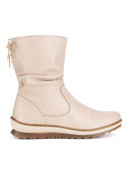 Remonte Trzewiki R8471-80 Biały. Białe botki Remonte, bez wzorów, ze skóry, bez obcasa, na płaskiej podeszwie, bez zapięcia. Za 349.99 zł.