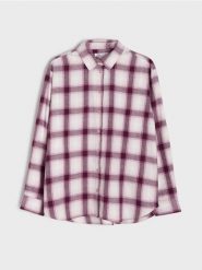 Flanelowa koszula w kratę z domieszką bawełny - wielobarwny. Koszule Sinsay, l, bez wzorów, z bawełny, bez kołnierzyka, bez ramiączek. Za 49.99 zł.