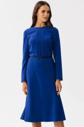 Elegancka sukienka w stylu retro chabrowa. Niebieskie sukienki Stylove, s, bez wzorów, eleganckie, bez kołnierzyka, bez ramiączek. Za 369.00 zł.