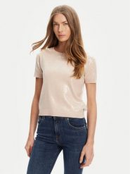 Guess Sweter W5YR21 Z3E70 Beżowy Regular Fit. Brązowe swetry Guess, l, z aplikacjami, z wiskozy, bez ramiączek. Za 339.99 zł.