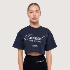 Koszulka damska functional training cropped Earned. T-shirty sportowe GYMBEAM, l, bez wzorów, z bawełny, bez ramiączek, na fitness i siłownię. Za 80.90 zł.