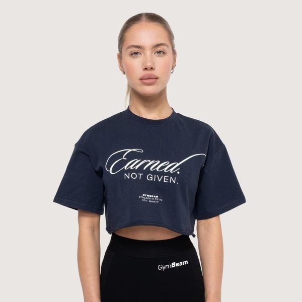 Koszulka damska functional training cropped Earned. T-shirty sportowe GYMBEAM, l, bez wzorów, z bawełny, bez ramiączek, na fitness i siłownię. Za 77.90 zł.
