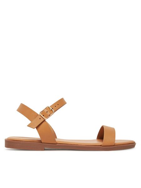 DeeZee Sandały MT3150-25S07 Beżowy. Brązowe sandały DeeZee, bez wzorów, ze skóry, bez obcasa, na płaskiej podeszwie, bez zapięcia. Za 89.99 zł.