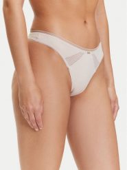 BOSS Stringi Pure 50545055 Beżowy. Brązowe stringi Boss, bez wzorów, z syntetyku. Za 139.99 zł.