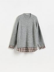Sweter z domieszką wełny i alpaki - szary. Szare swetry Reserved, l, bez wzorów, z dzianiny, bez ramiączek. Za 149.99 zł.