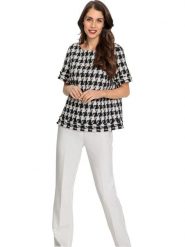 Heine Bluzka w kolorze kremowo-czarnym rozmiar: 34. Brązowe bluzki Heine, bez wzorów, bez kołnierzyka, bez ramiączek. Za 56.99 zł.