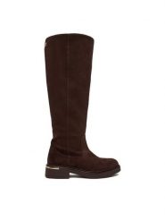 Nine West Kozaki CEO-LB205652-7B Brązowy. Brązowe kozaki Nine West, bez wzorów, z materiału, bez obcasa, na płaskiej podeszwie, bez zapięcia. Za 299.99 zł.