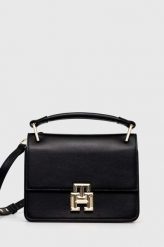 Tommy Hilfiger torebka skórzana kolor czarny. Czarne listonoszki Tommy Hilfiger, bez wzorów, na ramię, bez dodatków. Za 1,199.90 zł.