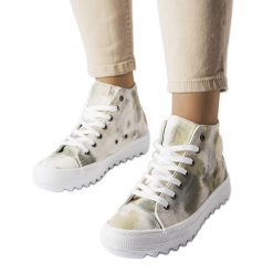 Zielone wzorzyste trampki Big Star LL274047. Zielone trampki bez wzorów, z gumy, eleganckie, bez zapięcia. Za 204.32 zł.