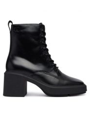 Calvin Klein Trzewiki Block Heel Ank Boot Laceup Lth HW0HW03174 Czarny. Czarne botki Calvin Klein, bez wzorów, ze skóry, bez obcasa, na słupku, bez zapięcia. Za 799.99 zł.