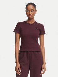 Lacoste T-Shirt TF5538 Bordowy Slim Fit. Czerwone t-shirty Lacoste, bez wzorów, z bawełny, bez kołnierzyka, bez ramiączek. Za 329.99 zł.