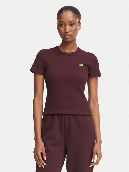 Lacoste T-Shirt TF5538 Bordowy Slim Fit. Czerwone t-shirty Lacoste, bez wzorów, z bawełny, bez kołnierzyka, bez ramiączek. Za 247.99 zł.