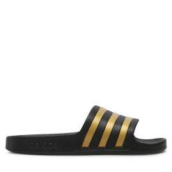 Klapki adidas. Czarne klapki adidas, bez wzorów, sportowe, bez obcasa, bez zapięcia. Za 99.99 zł.