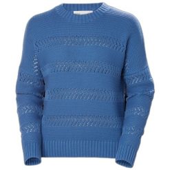 Damski sweter pointelle Helly Hansen Pier. Niebieskie swetry Helly Hansen, bez wzorów, ze splotem, sportowe, bez ramiączek. Za 553.00 zł.