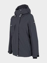 4F Kurtka narciarska w kolorze antracytowym rozmiar: M. Czarne kurtki narciarskie 4f, m, bez wzorów, bez kaptura, narciarskie. Za 385.62 zł.