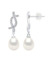 Mitzuko Srebrne kolczyki-wkrętki z perłami rozmiar: onesize. Szare kolczyki Mitzuko, z cyrkonią, srebrne. Za 329.45 zł.