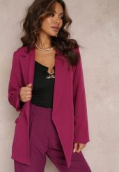 Ciemnofioletowa Marynarka Oversize Niezapinana Charme. Fioletowe marynarki i żakiety Renee, l, bez wzorów, z materiału, bez ramiączek. W wyprzedaży za 111.99 zł.