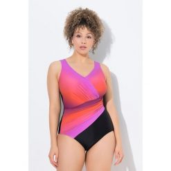 Damski Strój kąpielowy cieniowanie miękkie miseczki drapowanie. Fioletowe stroje jednoczęściowe Ulla Popken, bez wzorów, z elastanu, sportowe. Za 279.99 zł.