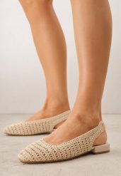 Beżowe Szydełkowe Balerinki VICES z Odkrytą Piętą Jilryss. Brązowe baleriny Born2be, bez wzorów, boho, bez obcasa, bez zapięcia. Za 99.99 zł.