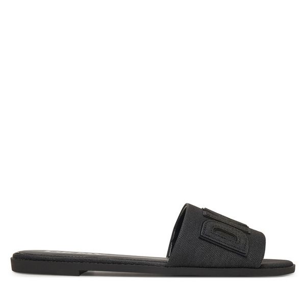 Klapki DKNY. Czarne klapki DKNY, bez wzorów, bez obcasa, bez zapięcia. Za 219.99 zł.