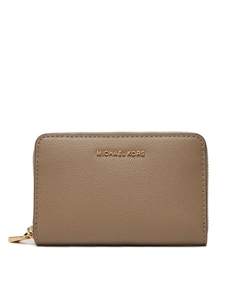 MICHAEL Michael Kors Portfel Jet Set Small Leather 32F4GJ6D0L Beżowy. Brązowe portfele MICHAEL Michael Kors, bez wzorów, ze skóry. Za 249.99 zł.