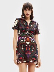 Desigual Sukienka codzienna Celia 22WWVW19 Kolorowy Regular Fit. Sukienki Desigual, na co dzień, s, bez wzorów, z bawełny, bez kołnierzyka, bez ramiączek, proste. Za 229.99 zł.