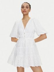 Pepe Jeans Sukienka letnia Delia PL953475 Biały Regular Fit. Białe sukienki Pepe Jeans, xl, bez wzorów, z bawełny, bez kołnierzyka, bez ramiączek. Za 379.99 zł.
