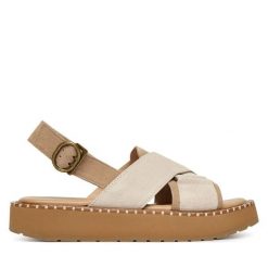 Sandały EMU Australia. Białe sandały Emu Australia, bez wzorów, bez obcasa, na płaskiej podeszwie, bez zapięcia. Za 429.99 zł.