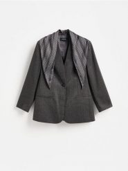 Marynarka z chustą - ciemnoszary. Szare chusty Reserved, bez wzorów, z tkaniny. Za 249.99 zł.