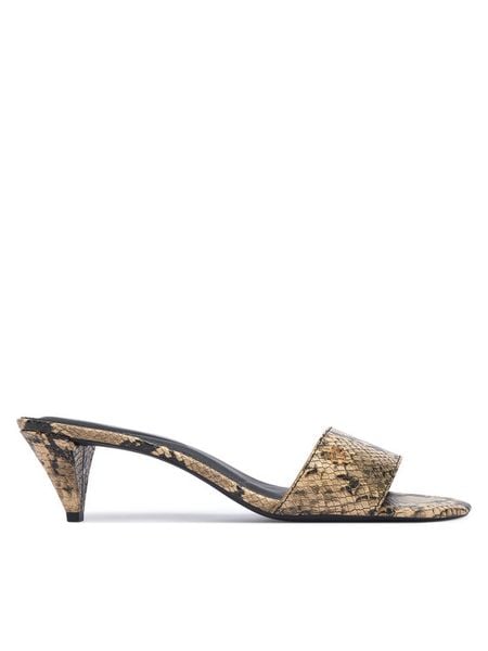 Tommy Hilfiger Klapki Th Mid Mule FW0FW09429 Beżowy. Brązowe klapki Tommy Hilfiger, bez wzorów, ze skóry, bez obcasa, bez zapięcia. Za 489.99 zł.
