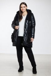Czarna kurtka Rosy XXL OVERSIZE JESIEŃ ZIMA. Czarne kurtki Moda Size Plus Iwanek, na jesień, s, bez wzorów, z materiału, eleganckie, bez kaptura. W wyprzedaży za 299.90 zł.