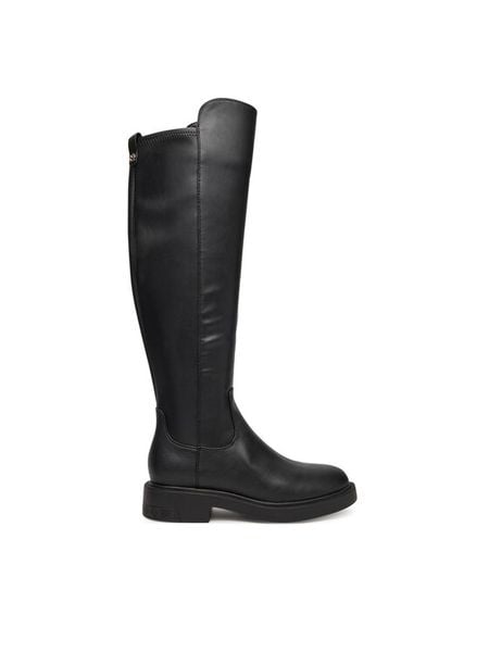 Guess Muszkieterki FLFFYZ ELE11 Czarny. Czarne kozaki Guess, z aplikacjami, ze skóry, bez obcasa, na płaskiej podeszwie, bez zapięcia. Za 577.00 zł.