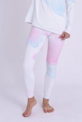 Damskie legginsy termoaktywne Watercolour. Niebieskie legginsy OOSC, bez wzorów, z materiału, eleganckie, długie. Za 269.99 zł.